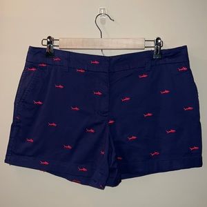 British Khaki blue with pink shark womens size 8 Shorts